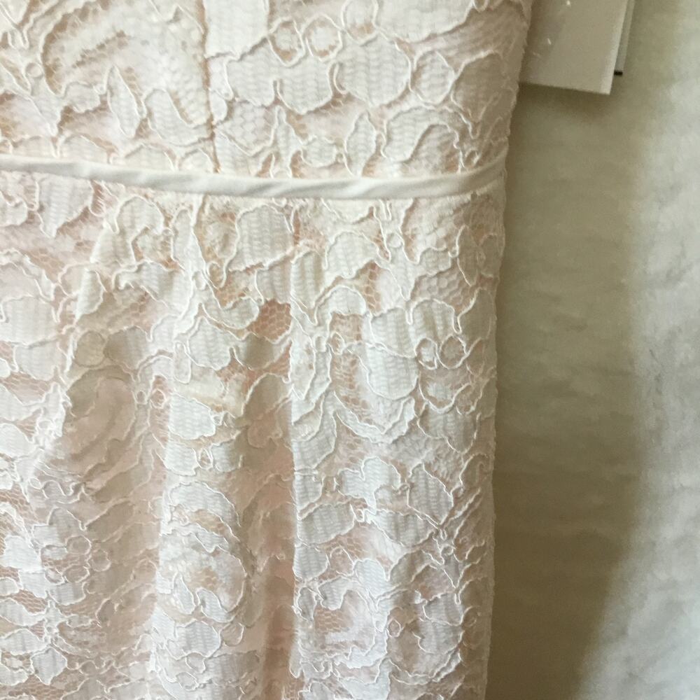 David Bridal Short Tank Lace Dress with V -Neck - Picture 5 of 16